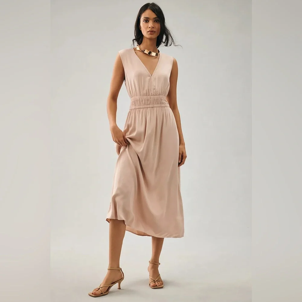 Anthropologie Cloth & Stone Sleeveless Deep-V Dress size small